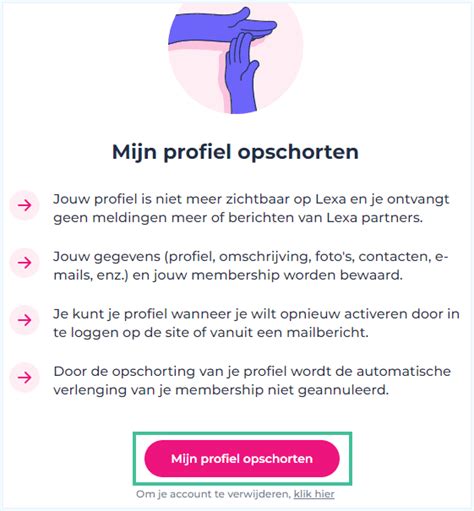 lexa profiel verwijderen|Mijn account verwijderen of opschorten